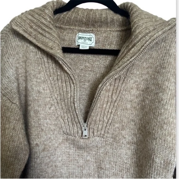 American Eagle Half Zip Oversized Cozy Tan Sweater - Picture 5 of 7